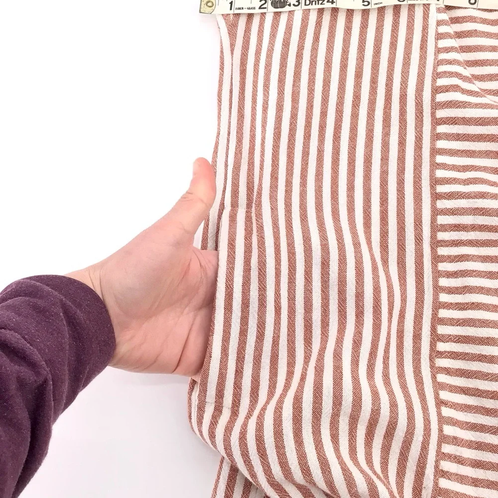 Madewell G5305 Rust White Stripe Play Button Back Linen Blend Dress Size Small - Picture 5 of 15